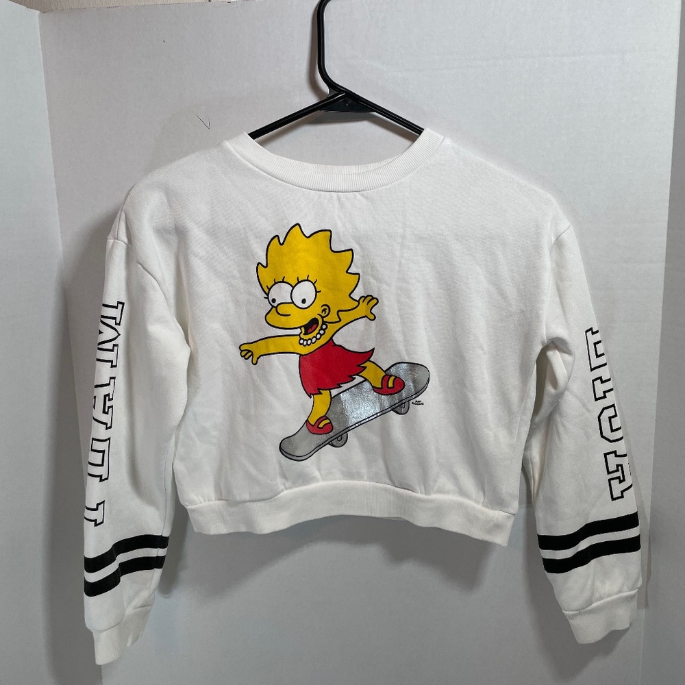 H&M The Simpsons Girls Sweatshirt Cartoon Lisa Simpson Sz 8-10 EUC